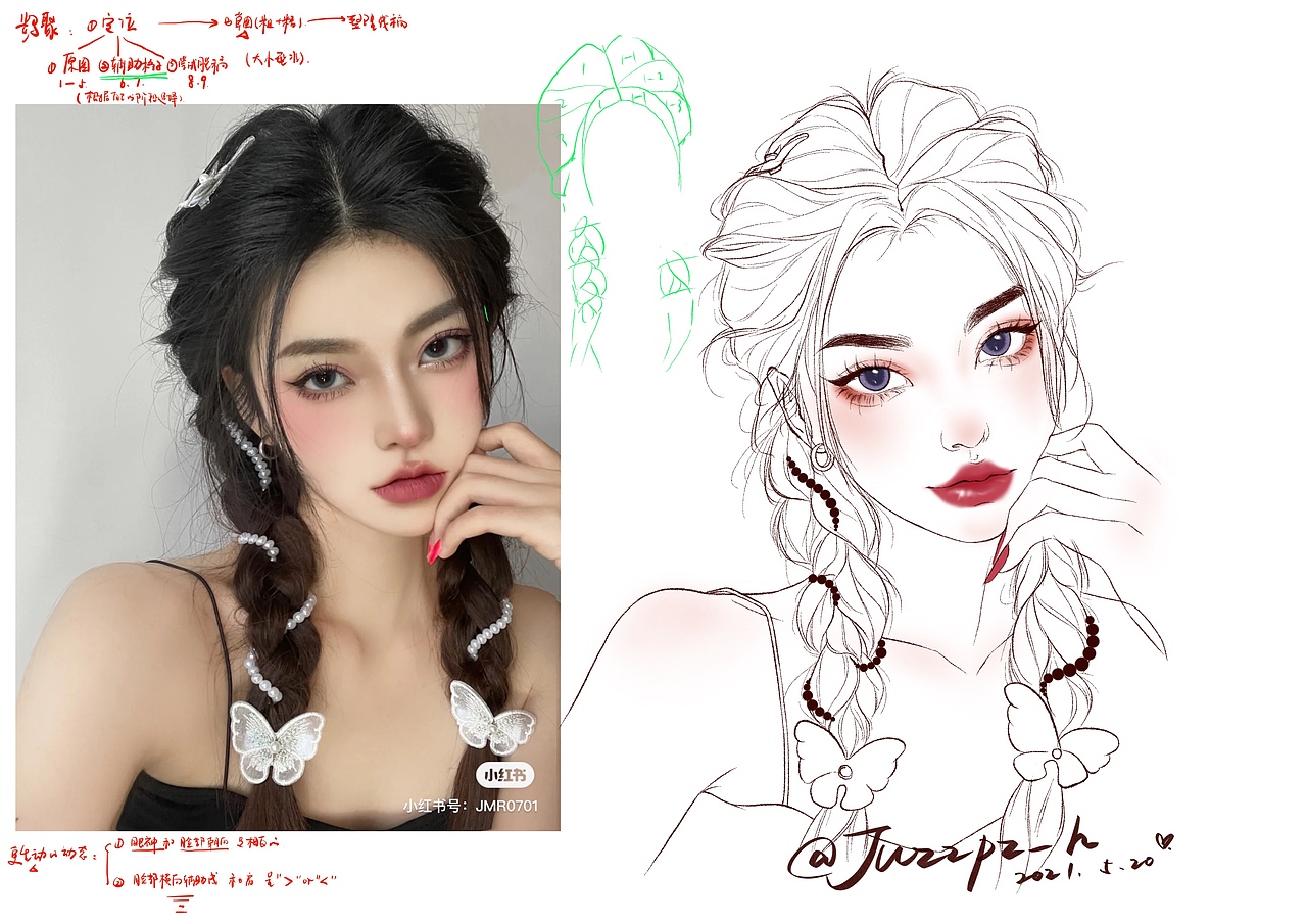 橘子皮人像线稿团练打卡第4期 