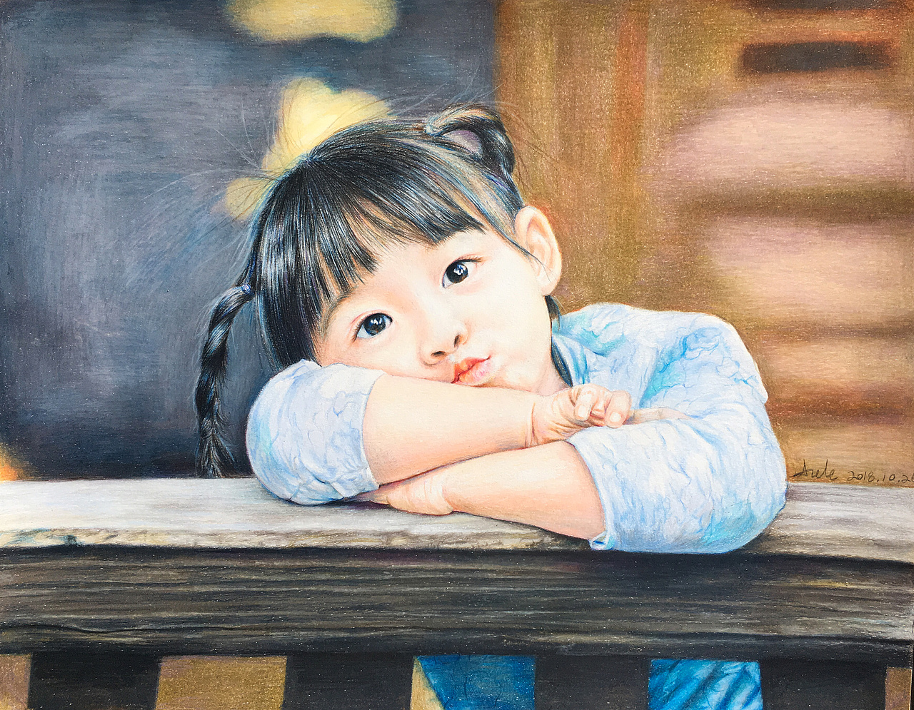 彩铅人物小女孩