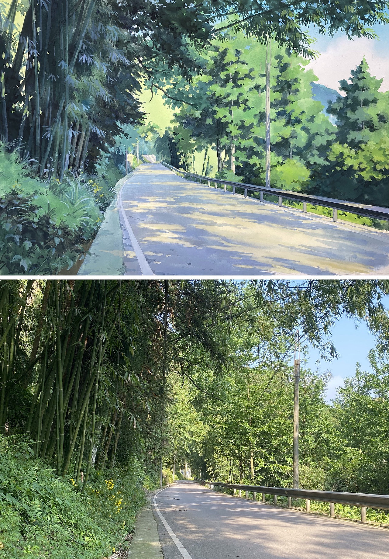 不透明水彩原创,家门外的景色