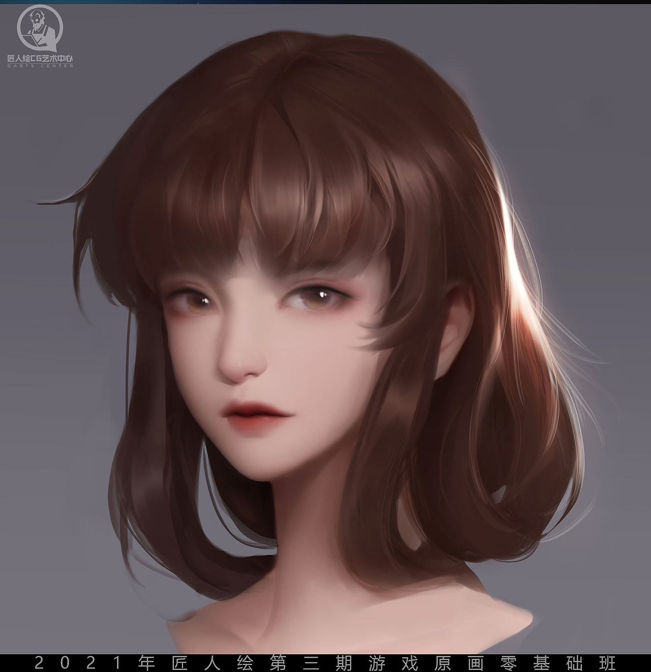 【匠人绘】零基础班第3期学生女性头像作业节选1