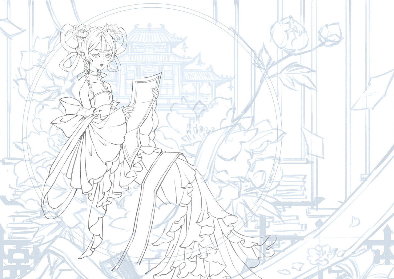 芙蓉花妖过程|插画|商业插画|古戈力1_原创作品-站酷zcool