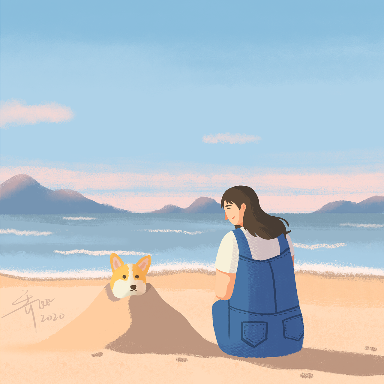 在海边