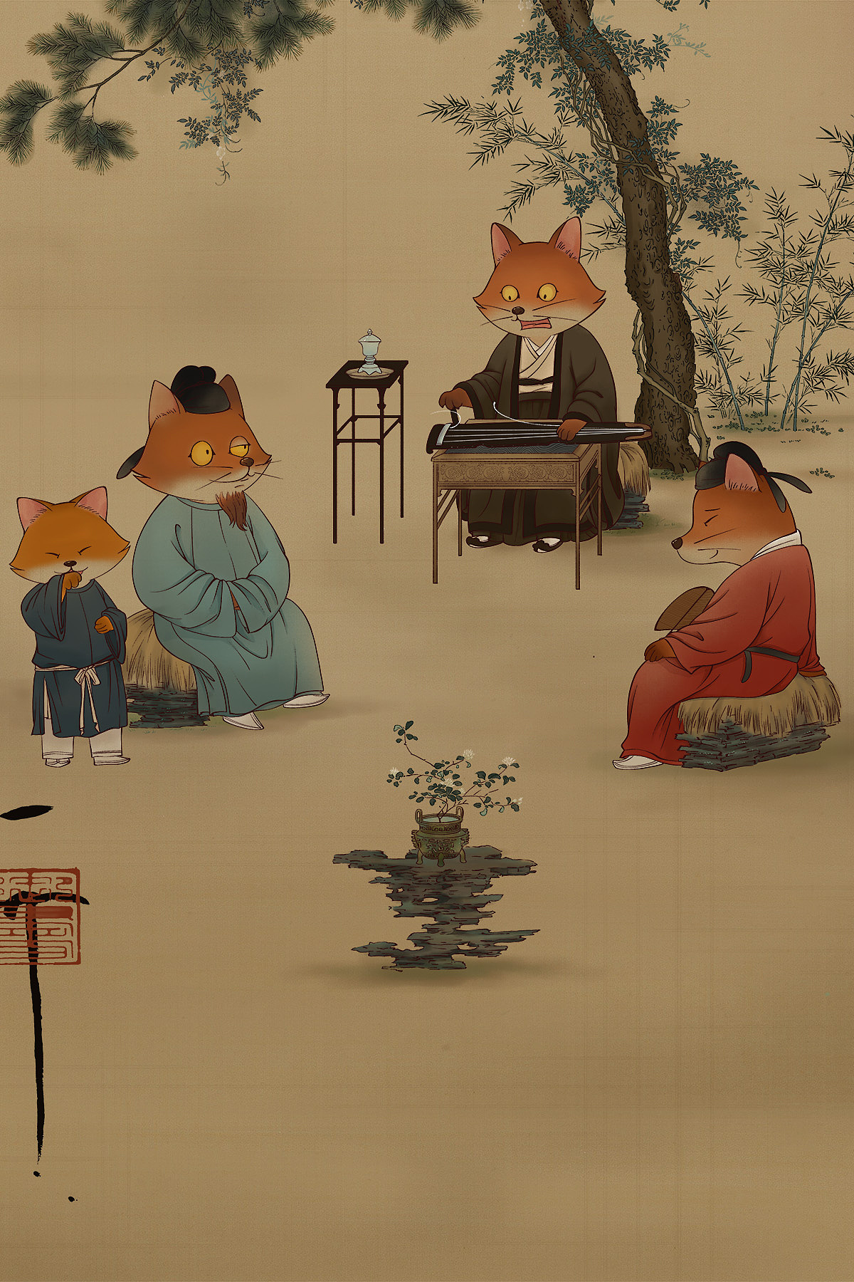 《听琴图》（图ZMjcyNjUxNTk2） - 创作习作 - 站酷设计师乔巴康原创素材 - 站酷ZCOOL