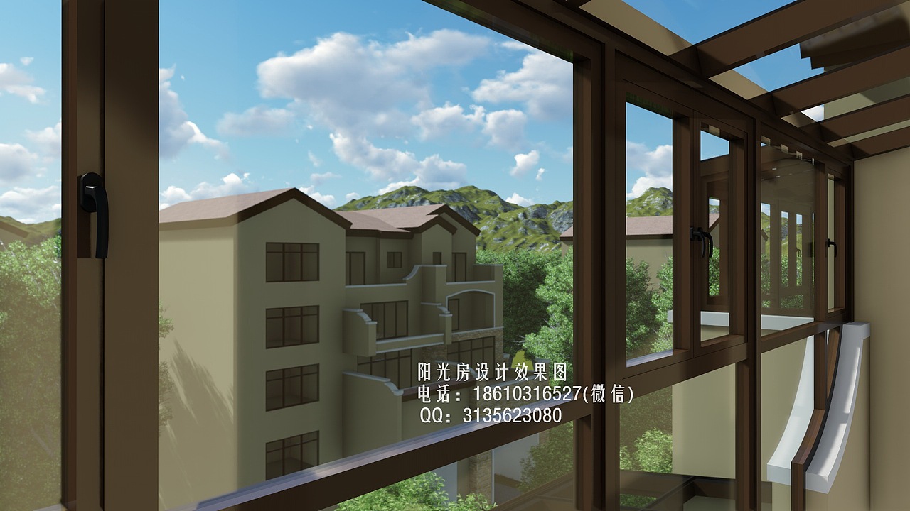 D9113断桥铝门窗阳光房设计效果图