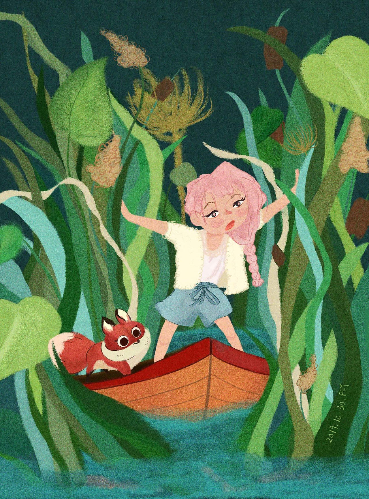 草从中的游船之旅（图ZMTg0NTA5OTQ4） - 儿童插画 - 站酷设计师园子酱fi_y原创素材 - 站酷ZCOOL