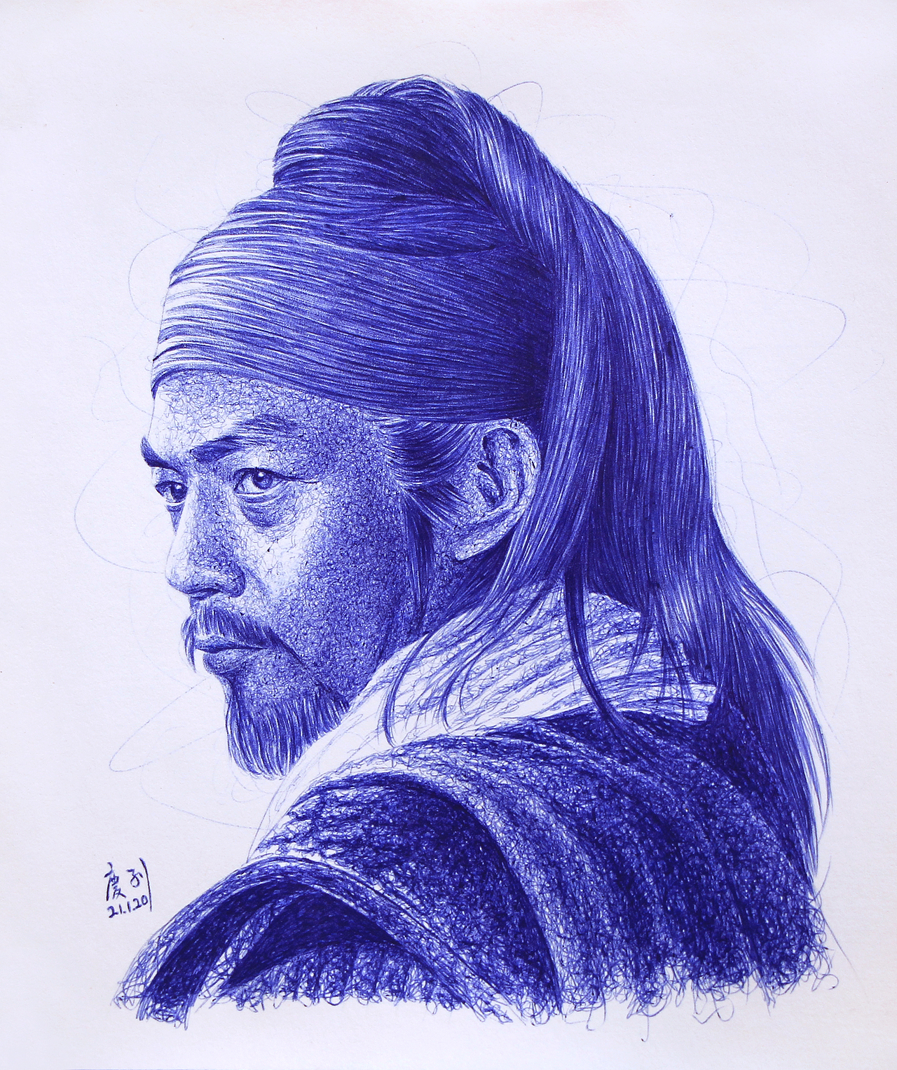 圆珠笔画武安君白起