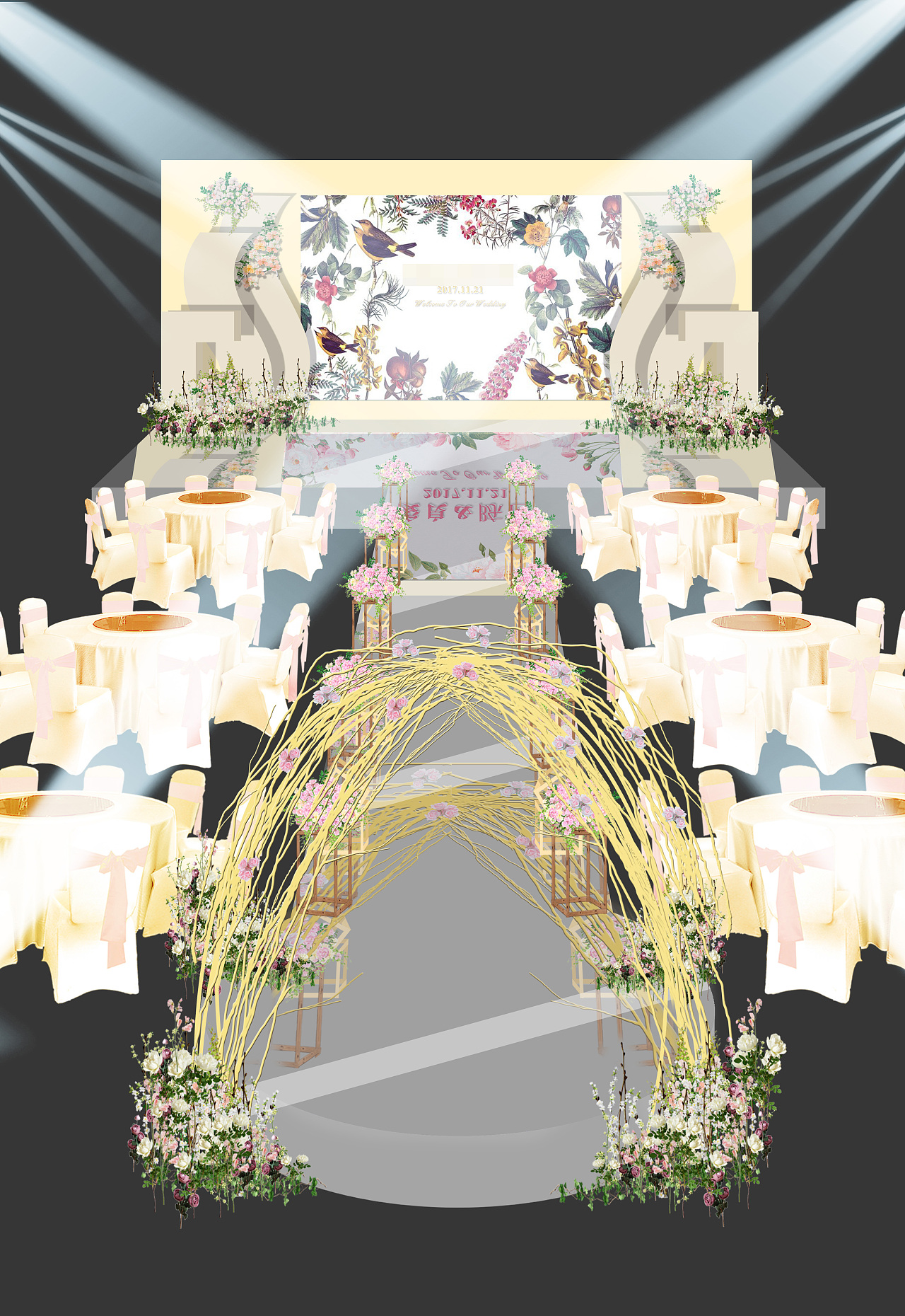 粉色婚礼效果图|三维|场景|辰古婚礼设计 - 原创作品 - 站酷 (ZCOOL)