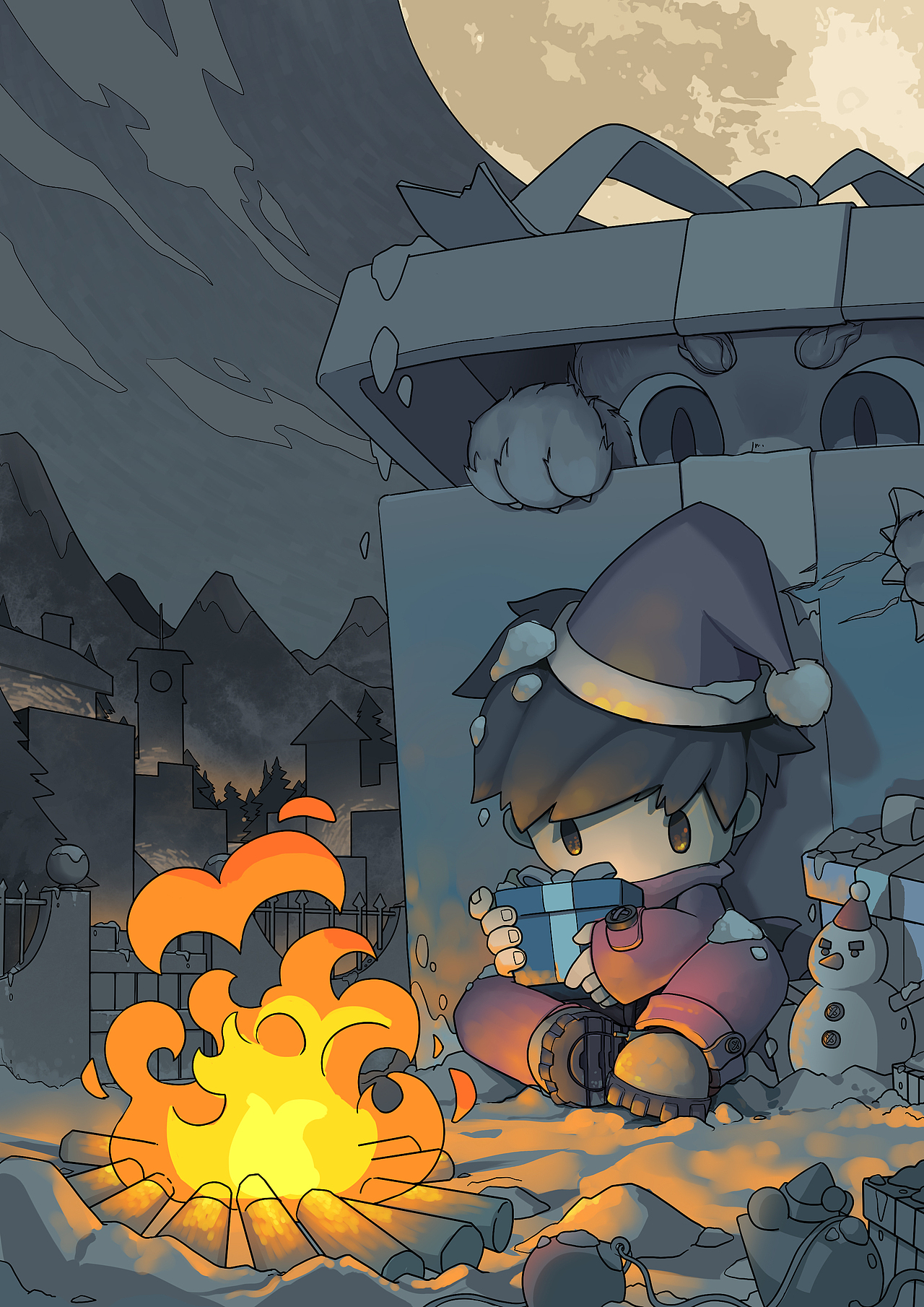 【Q版插画】平安夜的礼物（图ZMjgyNjczMzY0） - 创作习作 - 站酷设计师饺紫猫原创素材 - 站酷ZCOOL