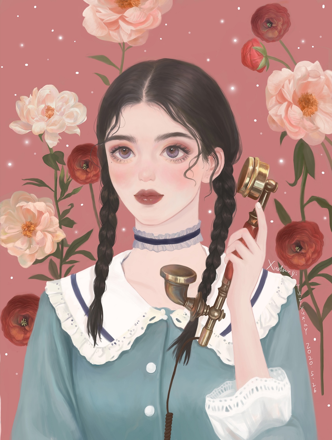 “喂，你有什么话想对我说嘛？”（图ZMjA4OTY1MjMy） - 艺术插画 - 站酷设计师兔子与夏Y原创素材 - 站酷ZCOOL