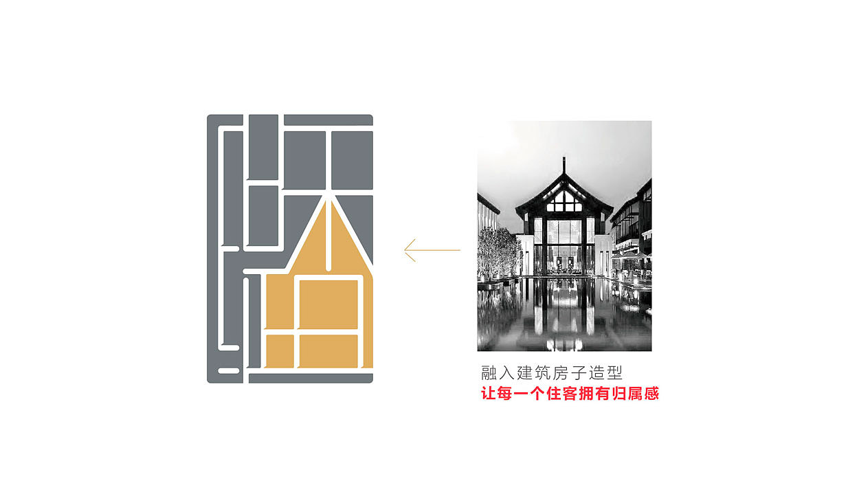 品牌标志设计灵感:
将标志融入建筑房子造型,让每一个住客拥有归属感。巧妙融入了隐形的建筑形态,视觉上与其他元素融为一体,彰显缇香酒店设计理念强调与自然生态高度契合,将酒店的建筑与优雅的环境与人文融为一体,给人以更优雅、更舒适的空间体验。