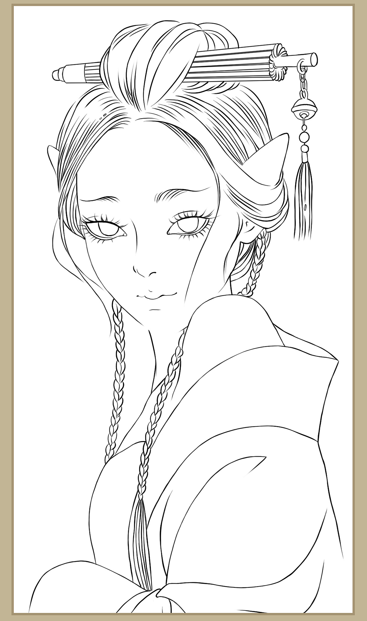 工笔白描国潮风元素插画合集