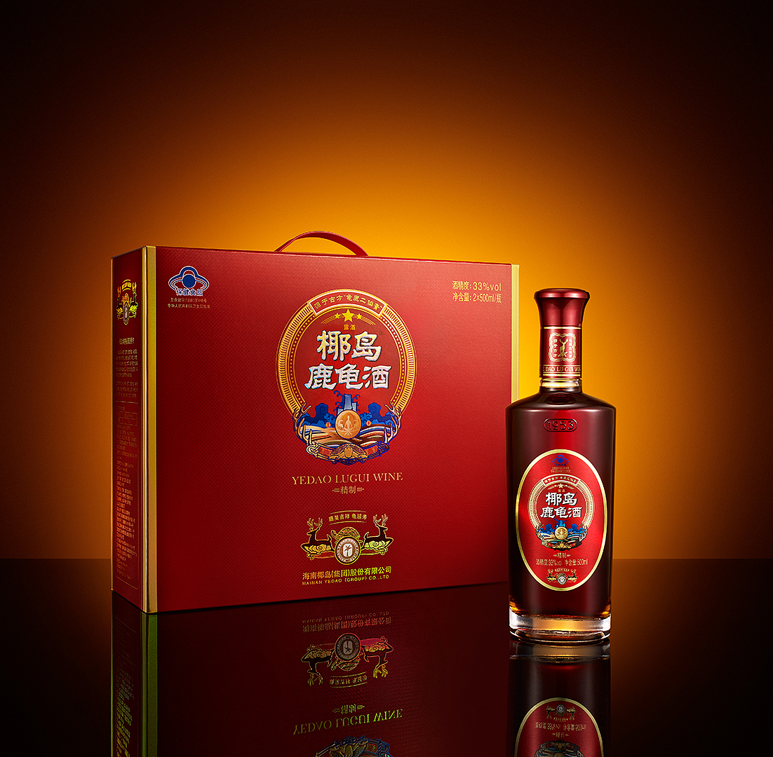 椰岛鹿龟酒包装设计