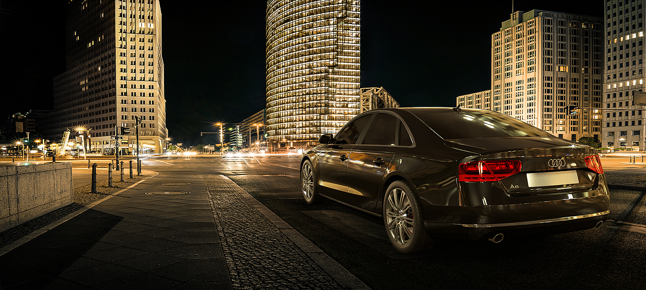 奥迪汽车城市夜景商业海报制作