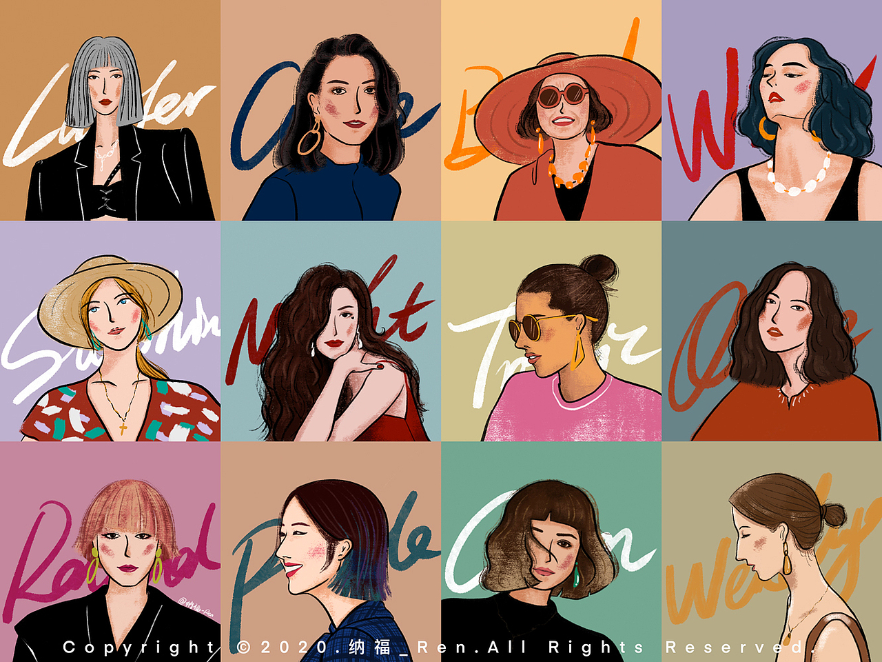 插画头像 | 十二女子