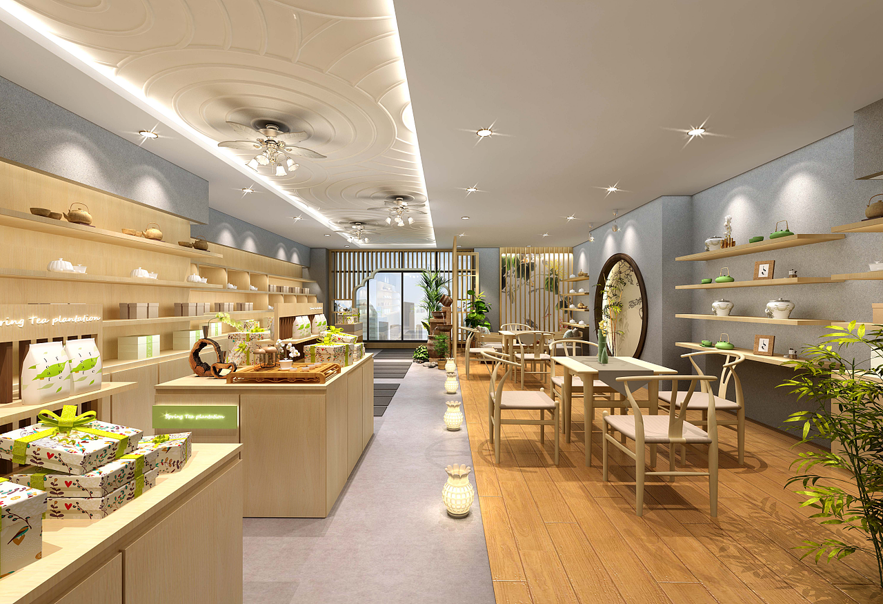 店铺设计丨春天茶园室内外店铺设计