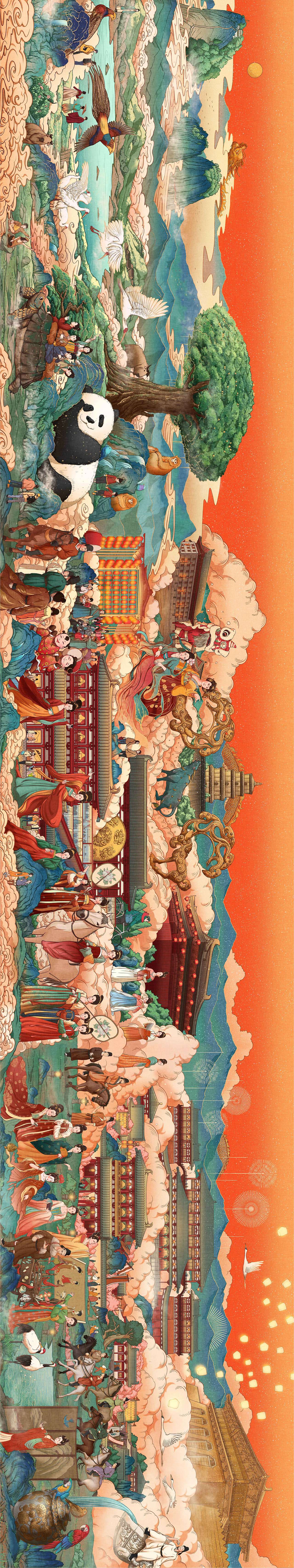大唐不夜城长卷插画x吴尧