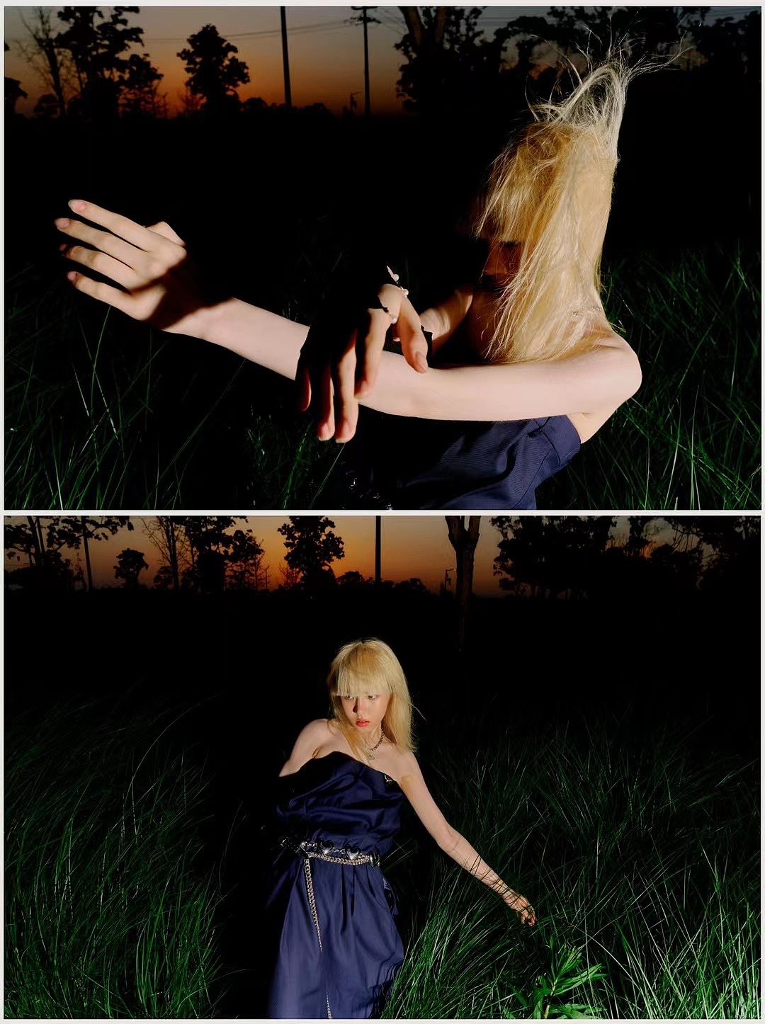 创意时尚大片-草丛与夜晚的探索