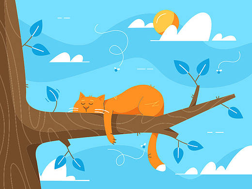 慵懒的猫咪（插画）