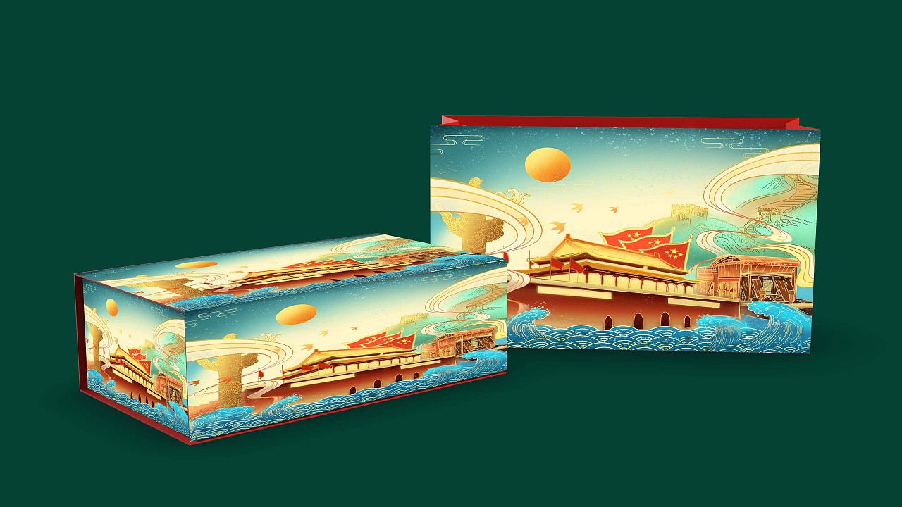 建党百年国潮插画