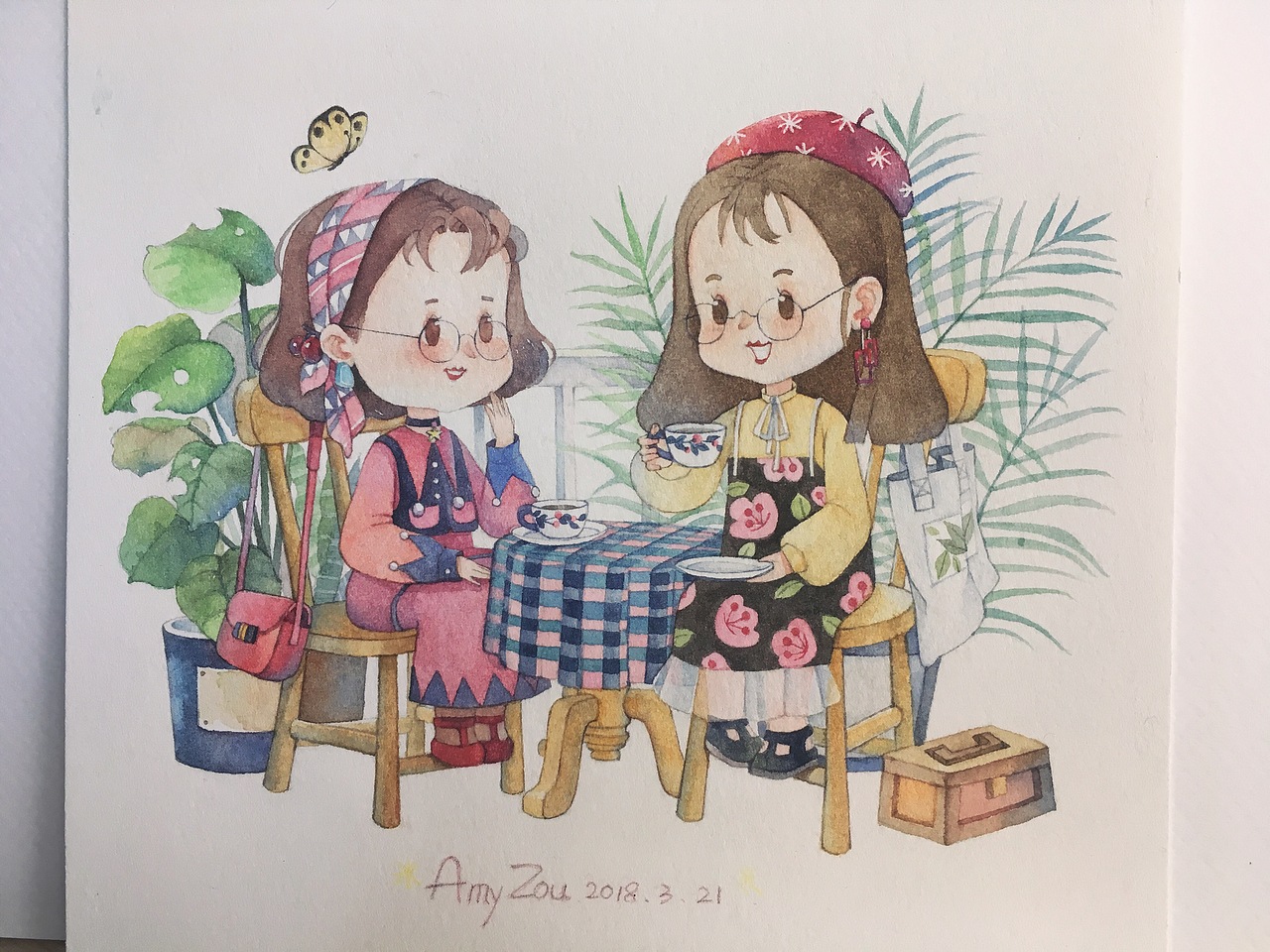 女孩儿们小系列(水彩含过程)