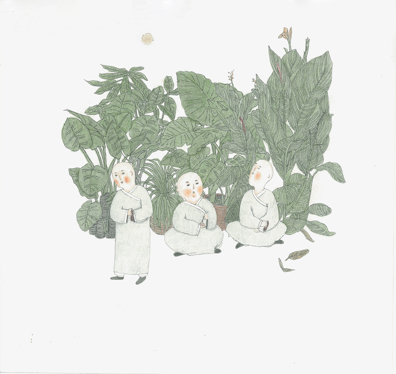 《三个和尚》江苏凤凰美术出版社（图ZNDkyMTE1NjQ=） - 商业插画 - 站酷设计师梁灵惠原创素材 - 站酷ZCOOL