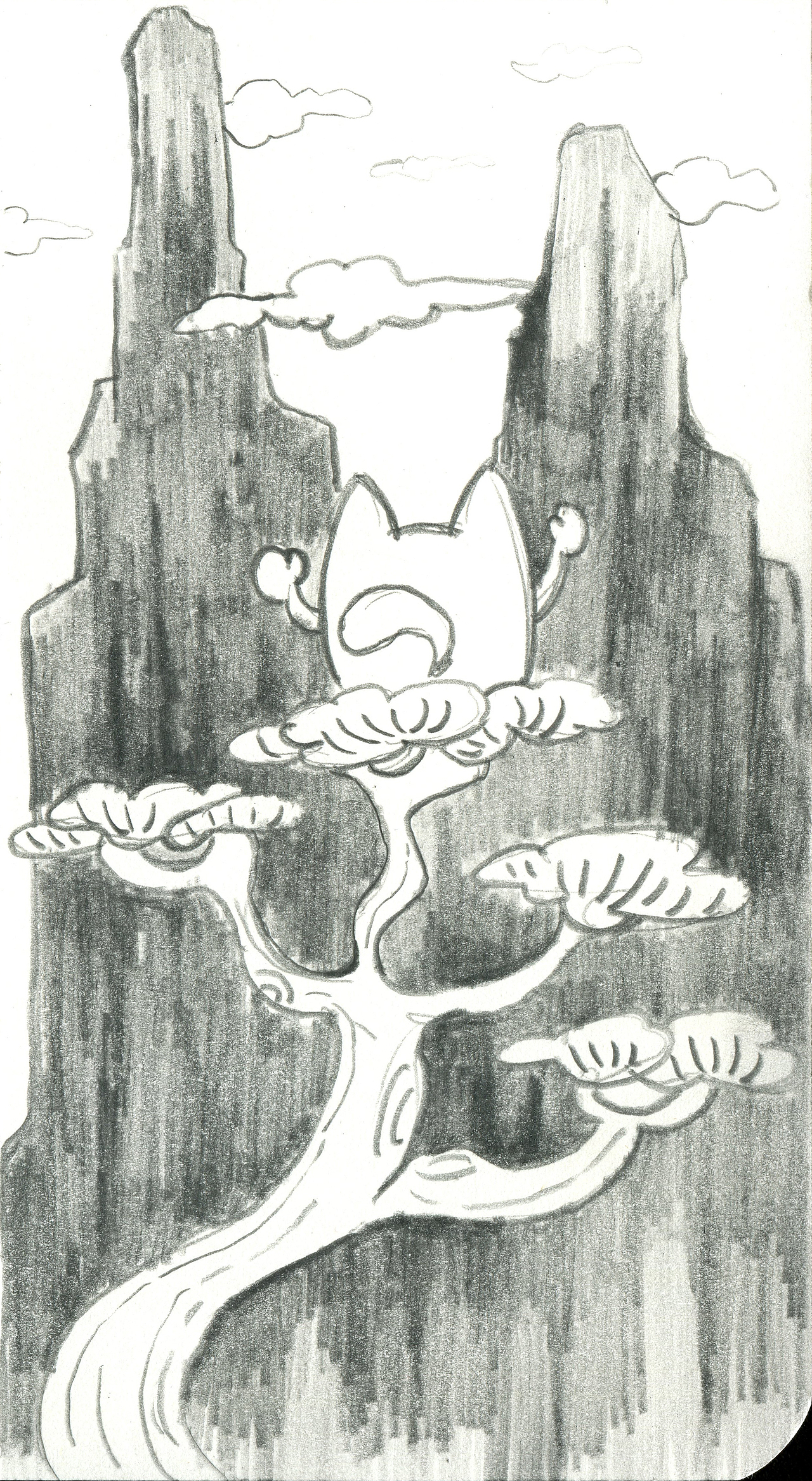 毛绒绒的铅笔画……