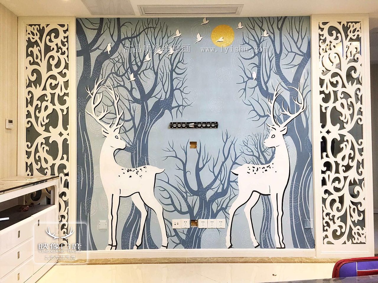 电视背景墙（图ZMTA2MjQ1NjIw） - 艺术插画 - 站酷设计师彩绘工程画师培训原创素材 - 站酷ZCOOL