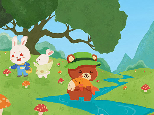抓鱼的熊（个人主页-ZNTU5MTA0MjQ=） - 儿童插画 - 站酷设计师今天也搬砖原创素材 - 站酷ZCOOL