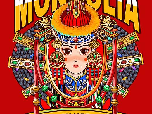 蒙古族少女、插画、矢量插画 （马背上的民族）