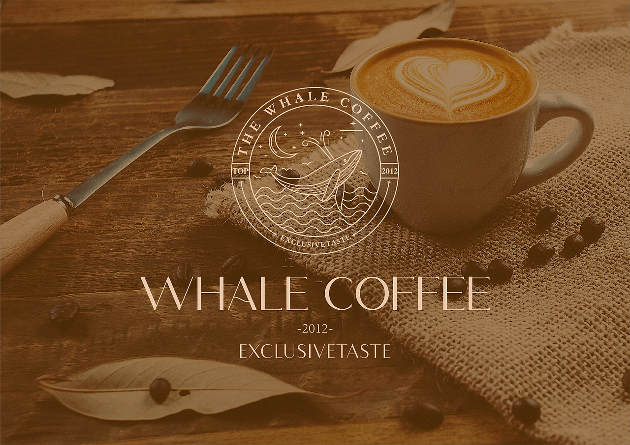 鲸鱼咖啡馆品牌延展logo