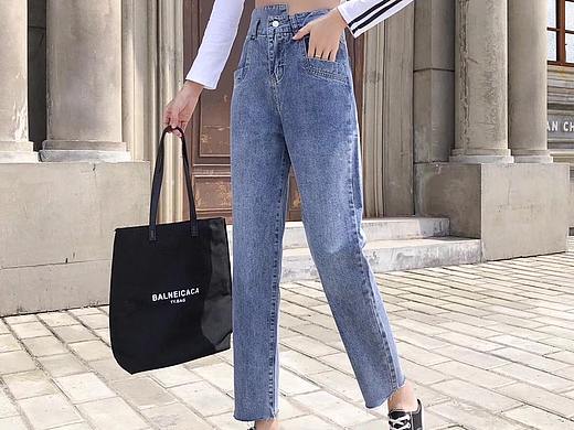 模特周洛希休闲裤 阔腿裤 破洞裤 修身裤 广州裤子摄影