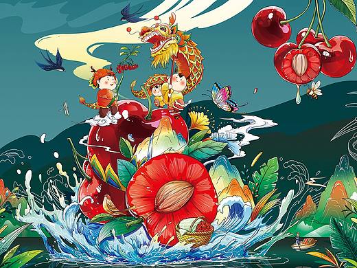 大樱桃包装插画