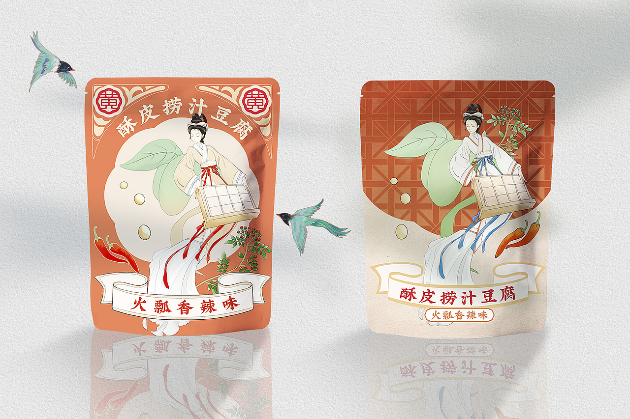 捞汁豆腐丨国潮风插画产品包装设计