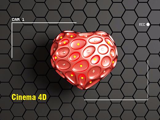 C4D+PS - 心跳动态海报