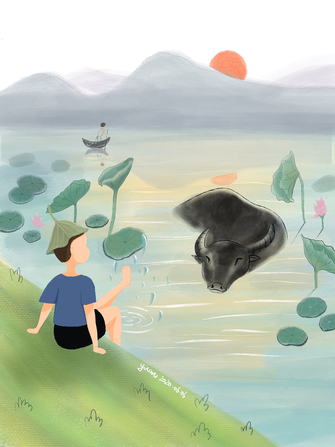iPad原创插画 牧童