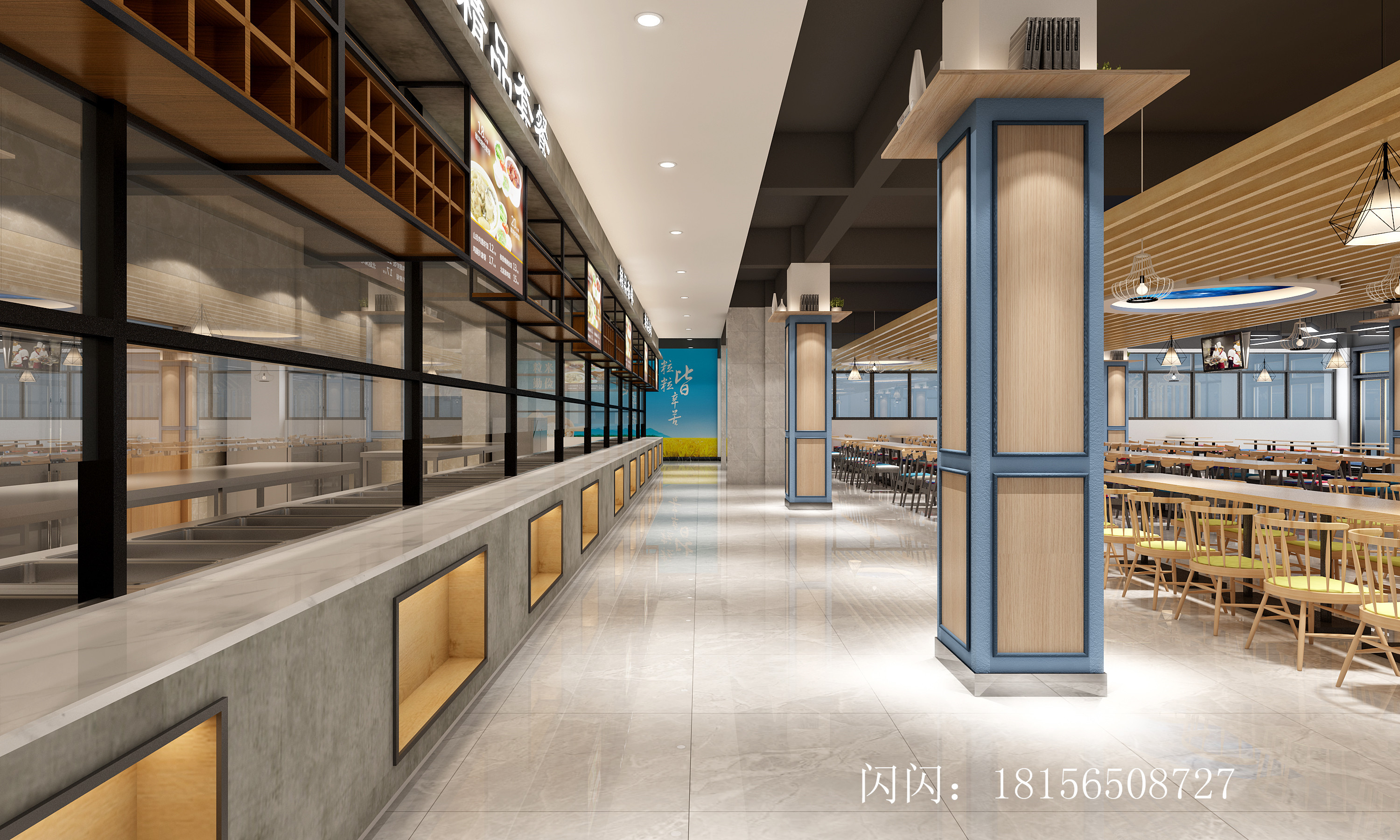 现代学校食堂效果图 - 效果图交流区-建E室内设计网