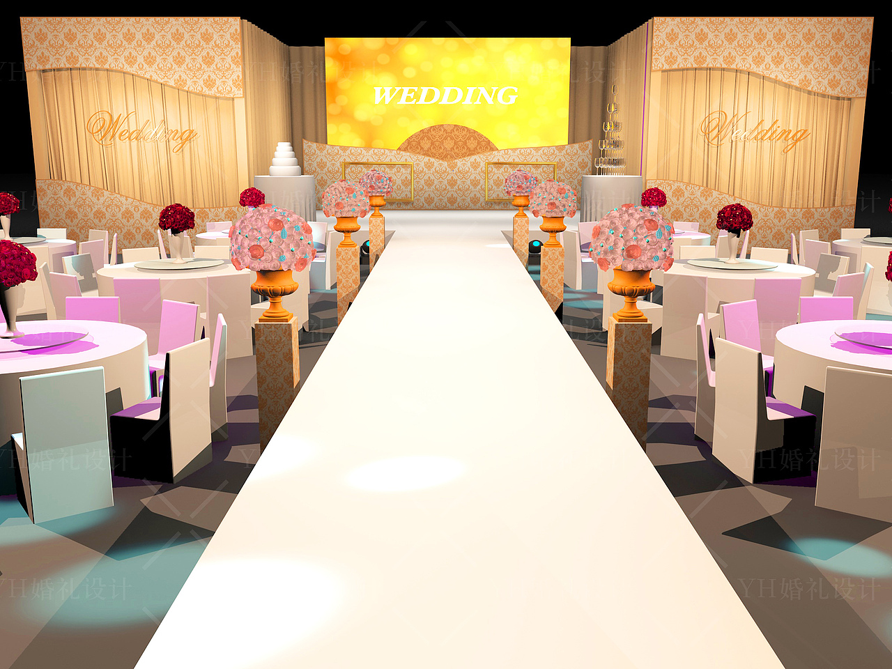 香槟色婚礼设计效果图