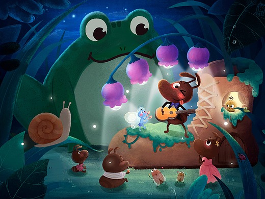 森林迷你音乐会-儿童插画