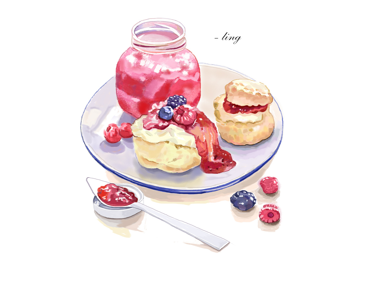 草莓酱点心临摹|插画|创作习作|the_best - 原创作品 - 站酷 (zcool)
