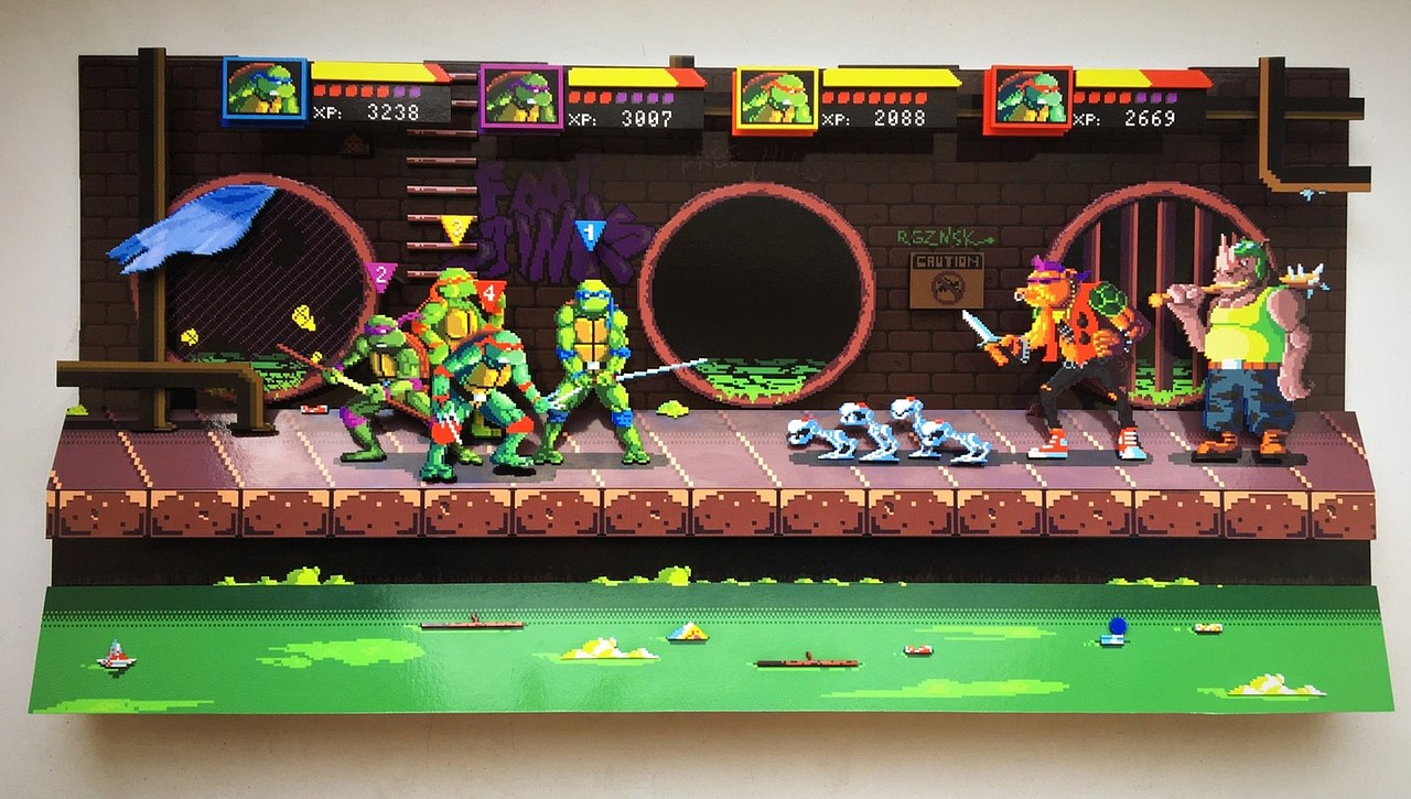 童年玩不起游戏系列之忍者神龟施莱德的复仇立体相框画