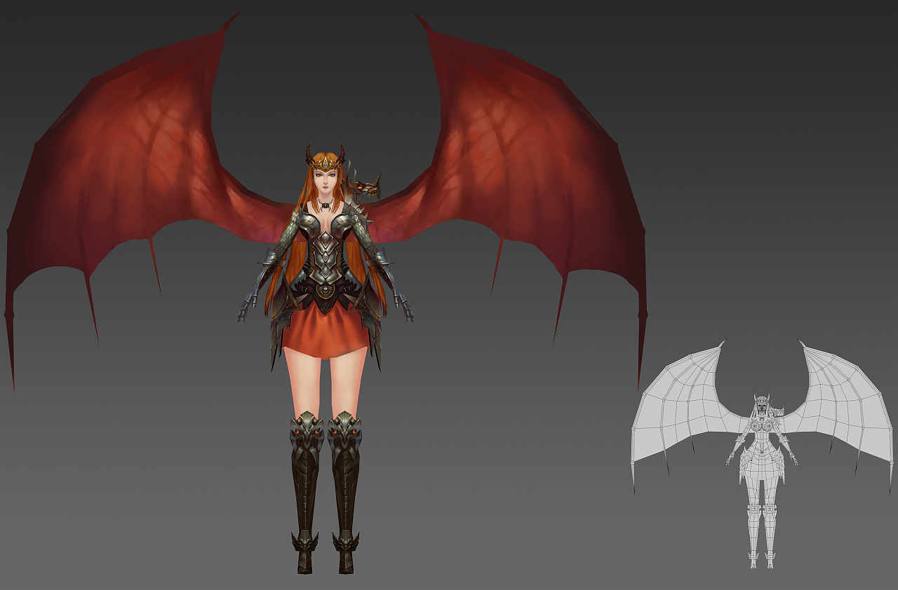 3d低模手绘,女战士练习