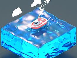 C4D制作小船在水上飘动