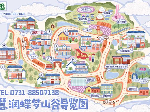 原创民宿插画地图