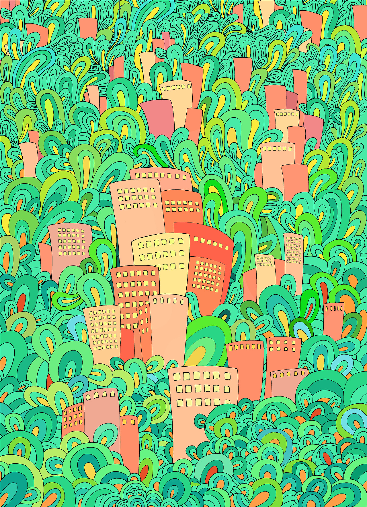 森林城市|插画|其他插画|皮皮霞的大白白 - 原创作品 - 站酷 (zcool)