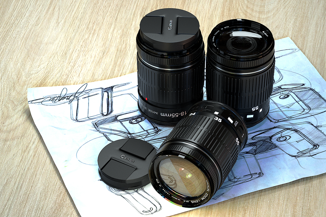 佳能单反头的渲染制作