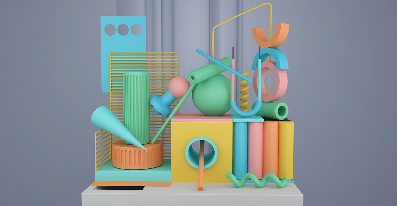 孟菲斯风格建模临摹（图ZMTIyMjM4MzM2） - 场景 - 站酷设计师Helen赵原创素材 - 站酷ZCOOL
