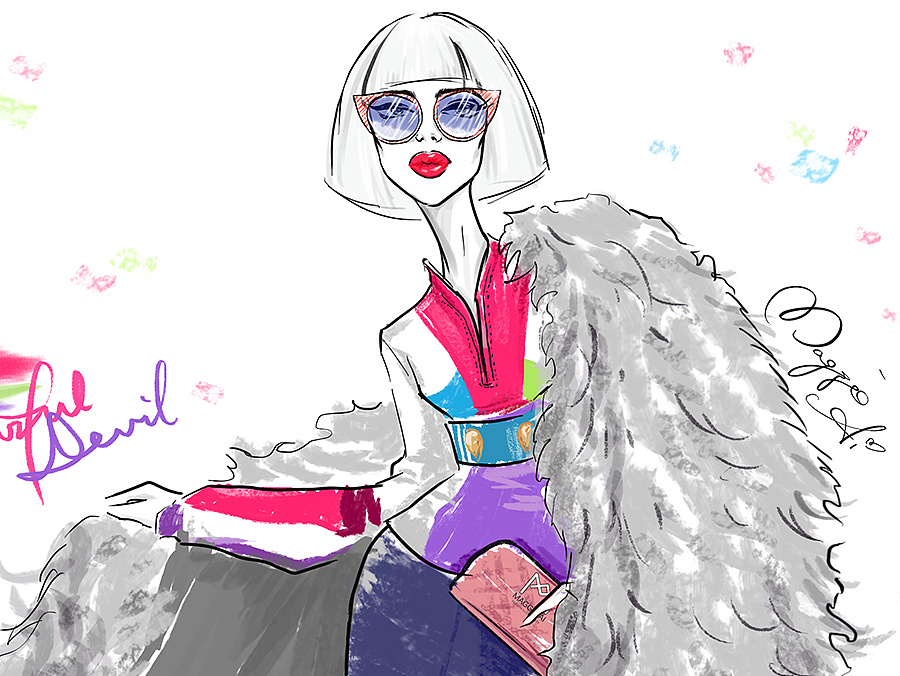 时装周潮搭┊每日一画:色彩女魔头!by maggie ai | 时尚插画