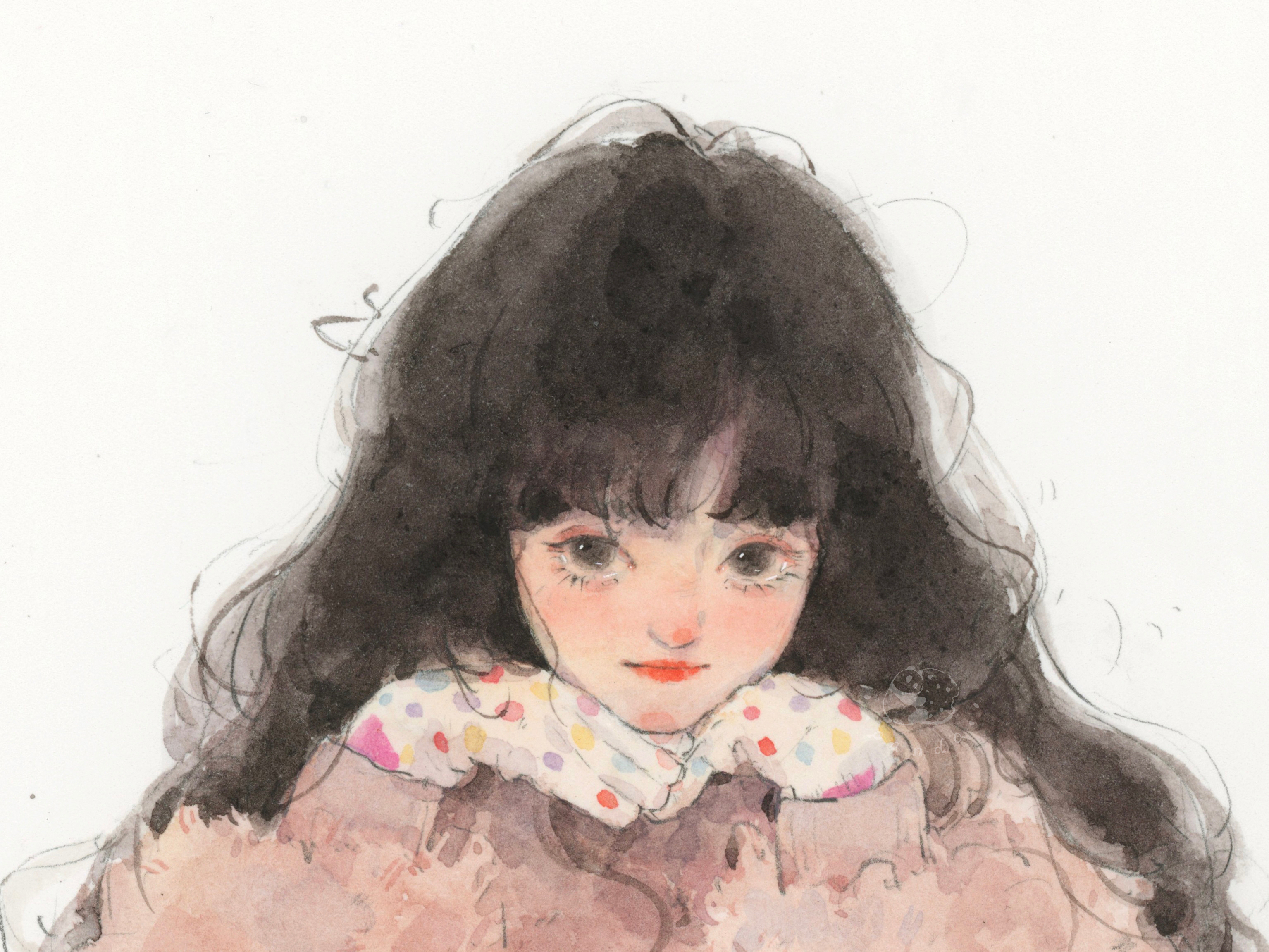 少女水彩头像作品