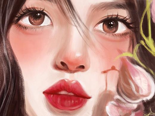 阳光下的少女手绘