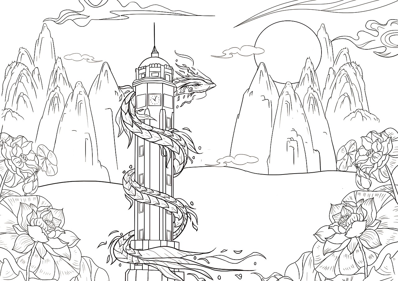 一些结合重庆特色景点插画